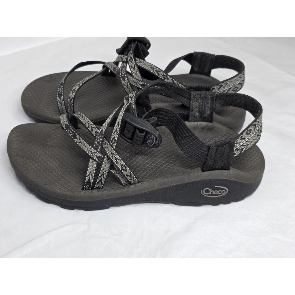 Chaco Women's Sandals Classic Strappy-Gray/White/Black Pattern Size 7 - Picture 4 of 7